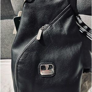 Beautiful Black Pebbled Leather with Silver Hardware Valentina Backpack